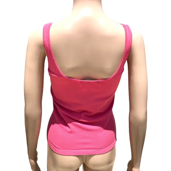 VERSACE pink-ish color knit tank top with silver logo plate Sz m - Picture 3 of 14